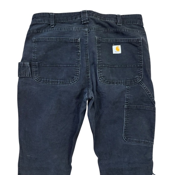Carhartt Slim Fit Black Denim Women’s 5 Pocket Hammer Loop Work Jeans Distressed - Picture 4 of 12